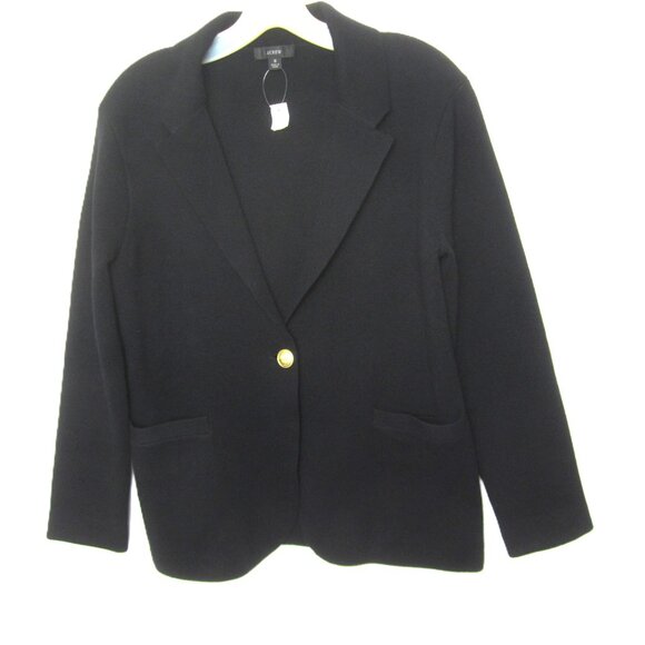 NEW NWT J. Crew Size S Camille Black Knit Sweater Blazer Jacket Pockets Button - Picture 3 of 8